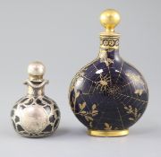 A silver mounted scent bottle and a Coalport scent bottle