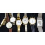 A lady's Avia 9ct gold wrist watch and six other watches.
