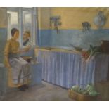 S Sanslovoil on canvasKitchen interiorsigned and dated 191564 x 74cm