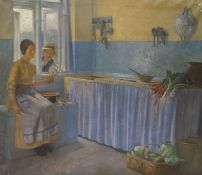 S Sanslovoil on canvasKitchen interiorsigned and dated 191564 x 74cm