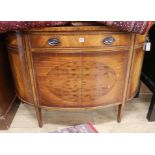 A Georgian style inlaid and banded mahogany demi-lune sideboard,