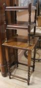 A barley twist occasional table and a two tier table W. 32cm, W.40cm