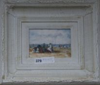 Attributed to Walter Beauvaisoil on boardFigures on the beach11 x 16cm