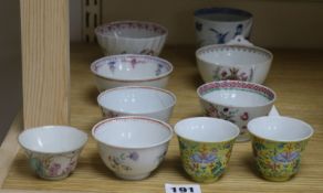 A collection of tea bowls, various
