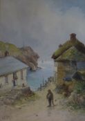 J.C. UrenwatercolourCornish fishing villagesigned34 x 24cm