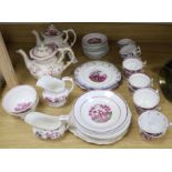 A Victorian pink lustre teaset