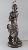 Charles-Georges Ferville-Suan (1847-1925). A 19th century French bronze figure of a woman leaning