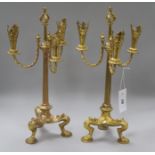 A pair of three branch candlesticks