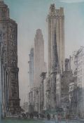 Alonzo C. Webb (American 1888-1975)coloured pencilNew York street scenesigned and dated 193056 x