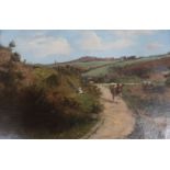 William Eadieoil on canvasGirl and cattle in an open landscapesigned and dated189829 x 44cm
