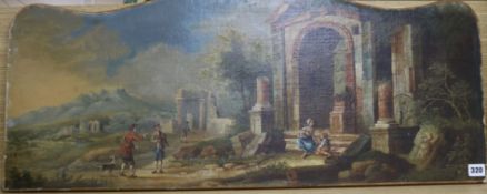 Continental Schooloil on canvasFigures in an Italianate landscape37 x 87cm, unframed