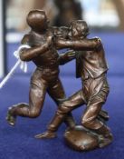 A French bronze group of two men fighting