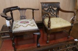 A Georgian Anglo-Indian carved padouk armchair and another child's chair (2)