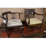 A Georgian Anglo-Indian carved padouk armchair and another child's chair (2)