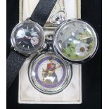 An Ingersoll QEII 1953 Coronation pocket watch, a similar football football related pocket watch and