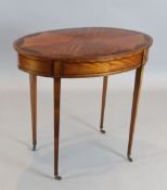 A George III style satin-birch and mahogany oval table, W.81cm