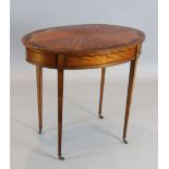A George III style satin-birch and mahogany oval table, W.81cm