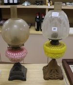 Two Edwardian oil lamps