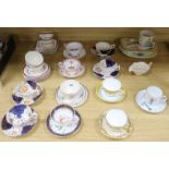 A collection of 19th and 20th century cups and saucers, etc.