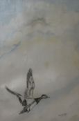 Stuart Pike2 coloured drypoint etchingsDuck and Kingfisher in flightsigned29 x 19cm