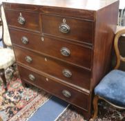 A Regency inlaid mahogany straight front chest of drawers, W.100cm
