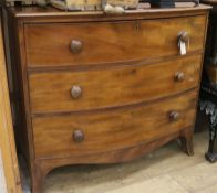 A mahogany bowfront chest of drawers, W.98CM