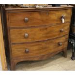A mahogany bowfront chest of drawers, W.98CM