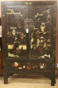 A Chinese lacquered cabinet, W.106cm