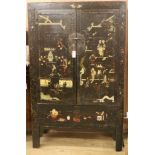 A Chinese lacquered cabinet, W.106cm
