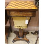 An early Victorian rosewood games/work table, W.39cm