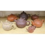 Seven Yixing teapots