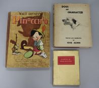 Dogs of Character Cecil Aldin with dust jacket and Walt Disney Pinocchio etc. and two photograph