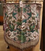 A Victorian beadwork polescreen, H.147cm