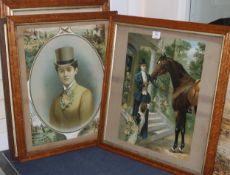 Four Victorian equestrian chromolithograph prints