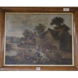 19th century English Schooloil on panelFarmyard scene46 x 58cm, maple framed