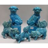 A collection of Chinese turquoise Dogs of Fo