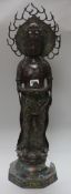 A large Japanese champleve enamel and bronze figure of Kwannon