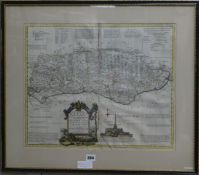 Thomas Kitchincoloured engravingan accurate map of Sussex 177741 x 50cm.