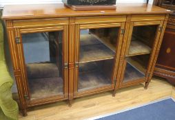 A Victorian parcel gilt walnut dwarf bookcase, W.152cm