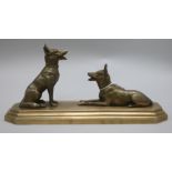 A bronze Art Deco model of Alsatians