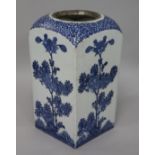 An 18th century Chinese blue and white square vase mounted as a lamp