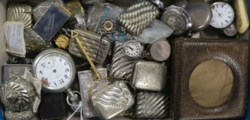 A group of vestas and pocket watches etc.