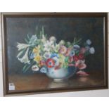 Mary Stickland, watercolour, Flowers in a bowlsigned and dated 193753 x 75cm.