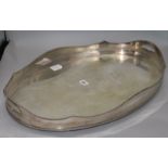 A plated oval galleried two handled tea tray