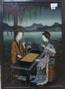 A pair of Chinese reverse paintings on glass64 x 45cm