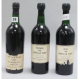 Three bottles of vintage port