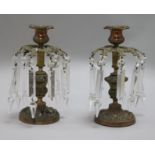 A pair of Victorian brass lustres