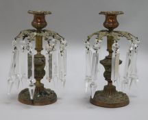 A pair of Victorian brass lustres