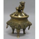 A Chinese bronze censer and cover, early 20th century