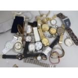 A group of silver and other watches.